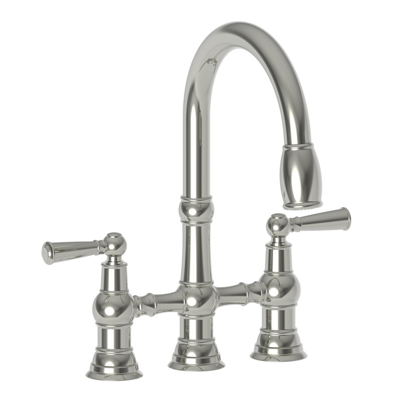 Jacobean Pull Down Kitchen Bridge Faucet, Lever Handle, Polished Nickel (PVD)