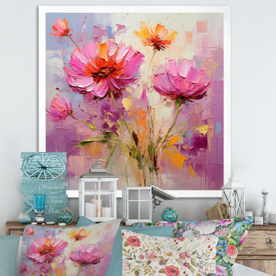 Pink And Yellow Cornflowers Garden - Cornflowers Wall Art