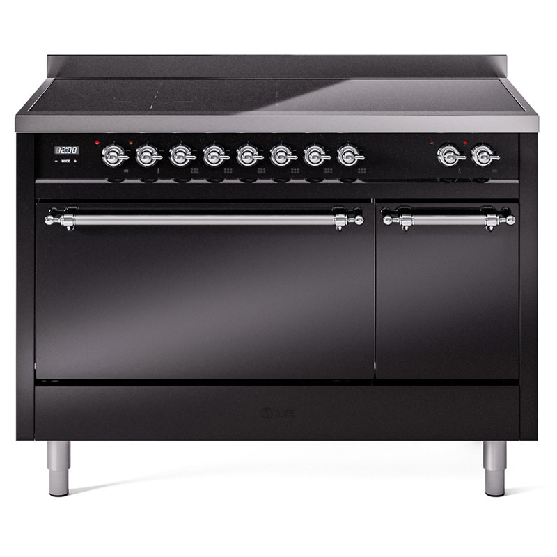 Cuisinière à induction 48 po ILVE Nostalgie II, Noir brillant et chrome