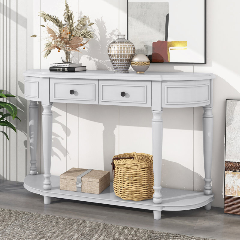 Console Roshawna 52, Gris clair, H 33,4 po x l 52 po x P 12,6 po, Gris clair