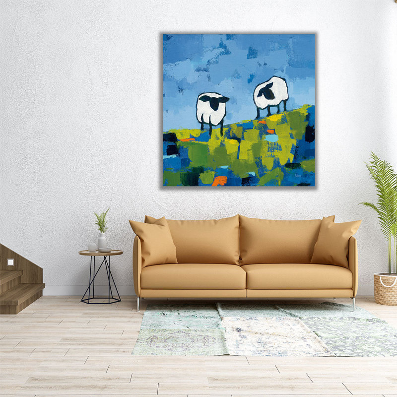 Deux moutons - reproduction d'art sur toile, H 30 po x l 30 po
