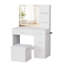 Coiffeuse de 87 cm de large avec station de recharge et 5 tiroirs, table de maquillage blanche avec rangement pour chambre à coucher