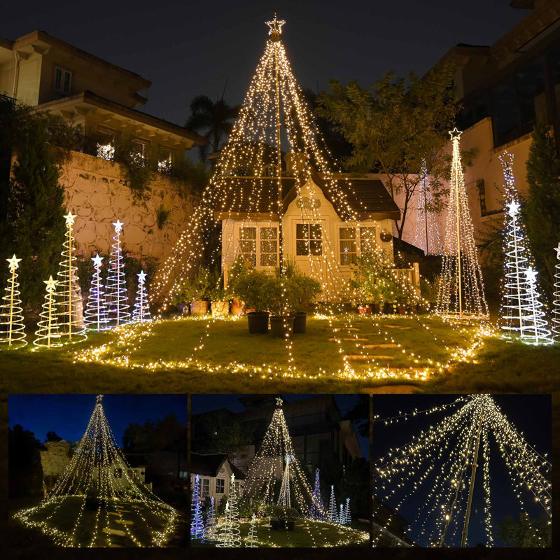 Décoration de camping pour arbre de Noël à DEL 4840 blanc chaud Yescom sur mât de drapeau existant (poteau exclu)