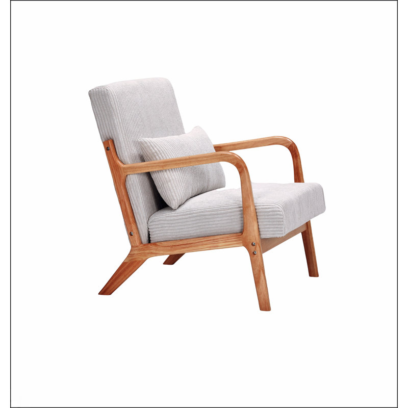 Chaise d'appoint Mid-Century moderne avec structure en bois massif, chaise de lecture rembourrée pour le confort du salon et de la chambre à coucher