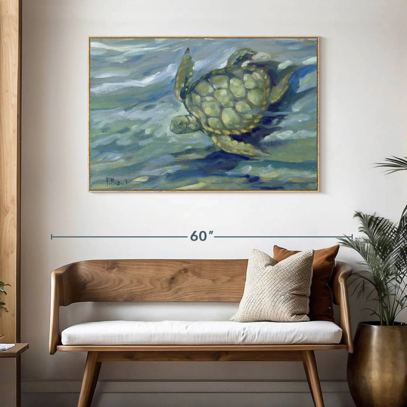 Tortue de mer East Point, Cadre flottant en bois naturel, 46 po x 31 po