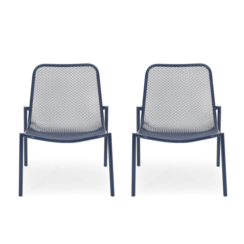 2 chaises empilables, expertise en fer bleu marine mat, détails fabriqués à la main, 26 po x 22,64 po 26 po, siège 18 po 19,5 po 12,5 po 2 assemblage, prouesse, combiné,