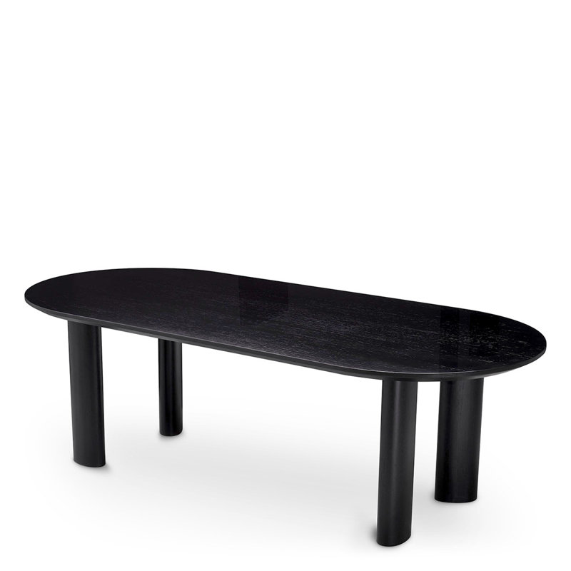 Dining Table Mogador S Natural Oak Veneer - Top, 30.31" H x 96.06" L x 43.11" W, Black