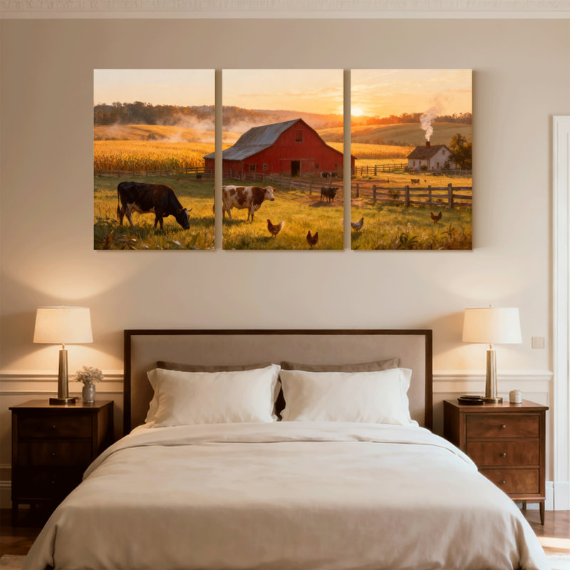 Ensemble de 3 reproductions d'art mural sur toile, H 24 po x l 48 po
