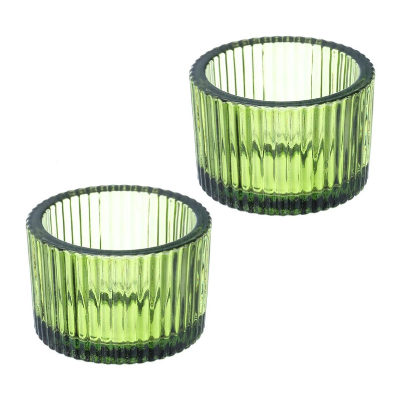 Ensemble de 2 bougeoirs en verre vert