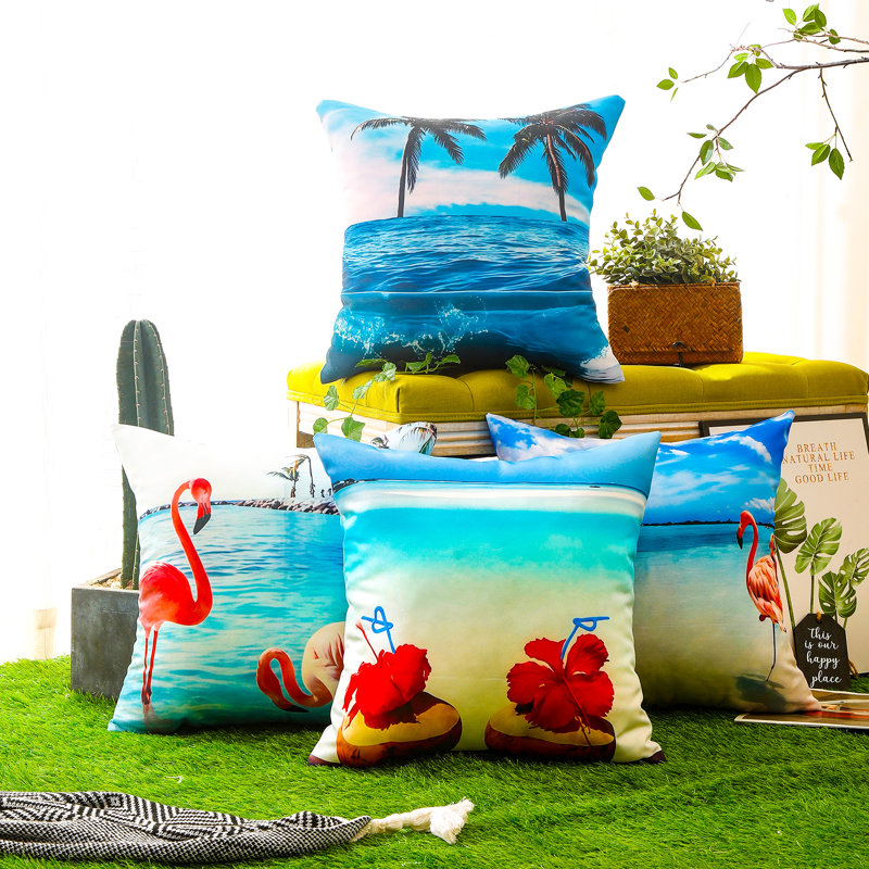Indoor / Outdoor Animal Print Red Square Cushion Cover