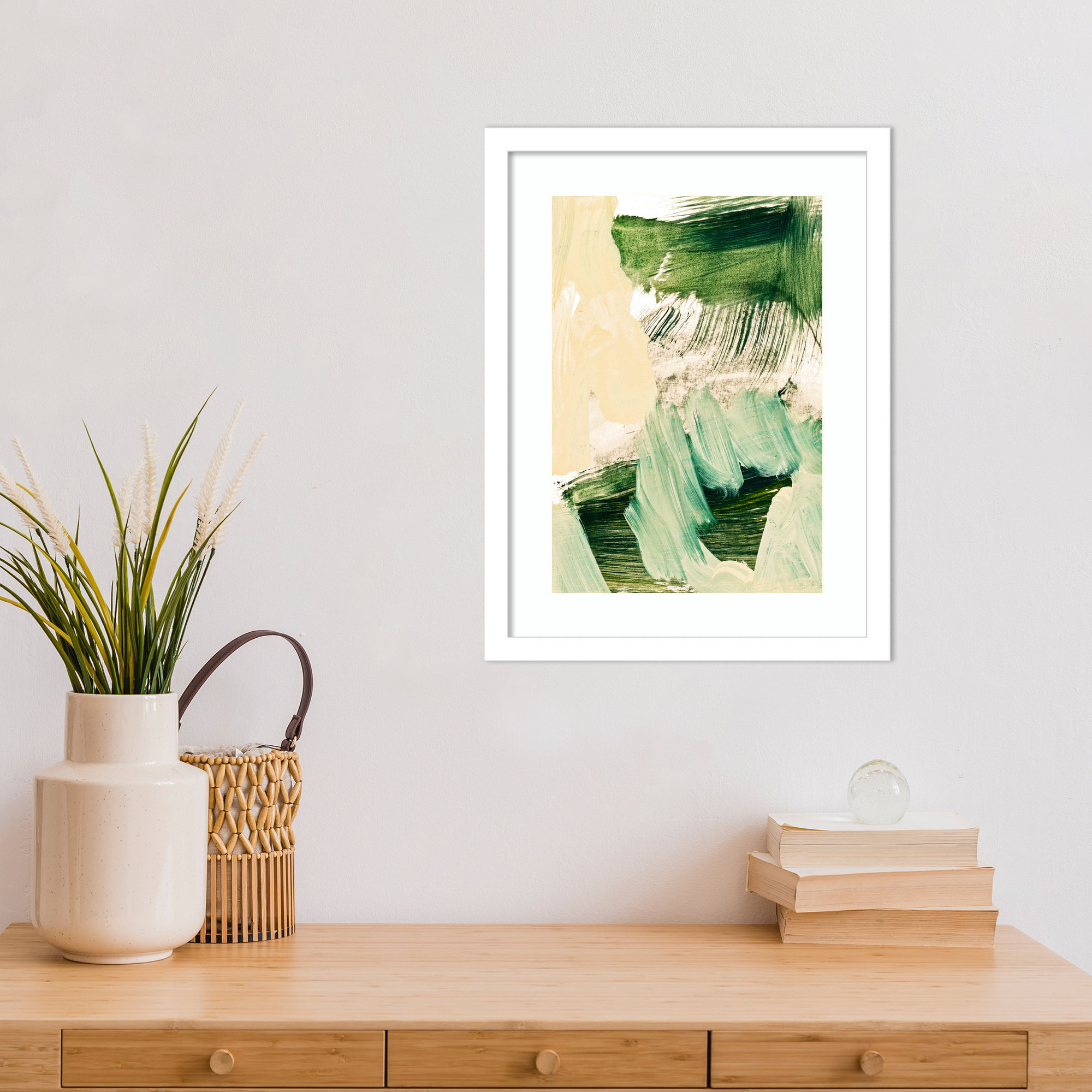 Minimalist Painting 09 by Iris Lehnhardt Wood Framed Wall Art Print, 17" H x 13" W, White Framed