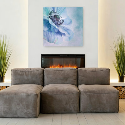Soft Blue Anemone Delicate Dreamy Elegant Flower Nature Wall Art Print 1 Piece Wrapped Canvas Wall Art