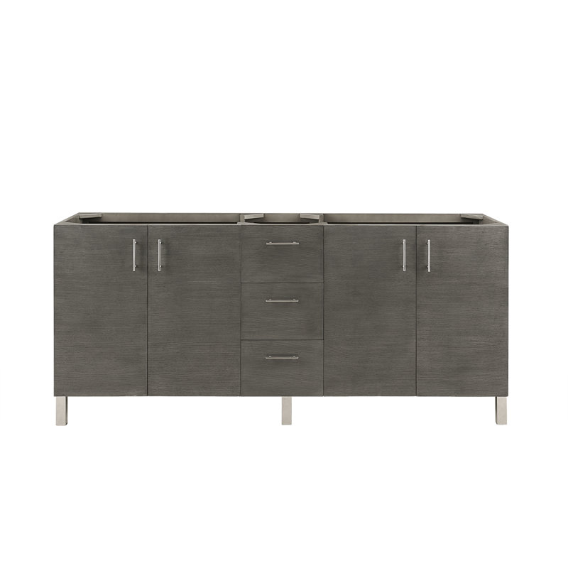 Metropolitan 72'' W Double Bathroom Vanity Base, Silver Oak