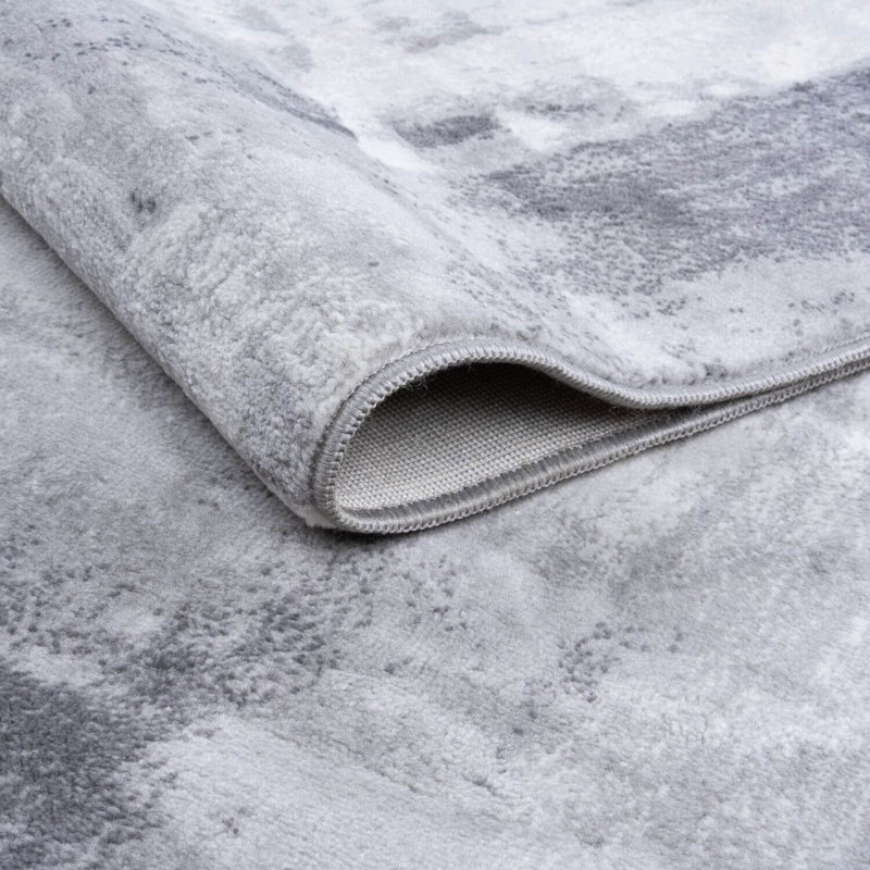 Elaris Collection Rectangle Abstract Area Rug, Grey, 80X150 cm
