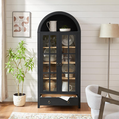Farmhouse Arched Cabinet with Glass Doors by Breakwater Bay