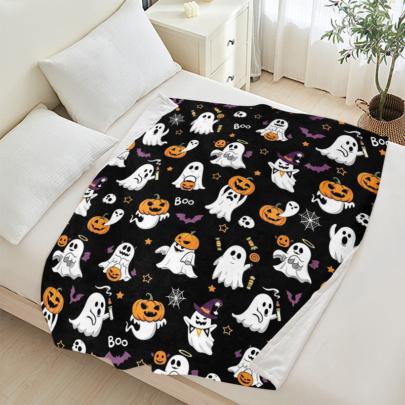 Jeté en flanelle JYK Halloween, Ghost Pumpkin Pattern