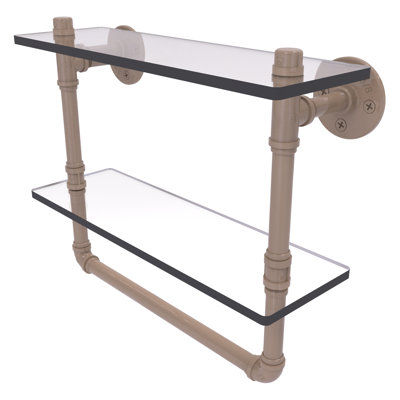 Double tablette en verre avec barre à serviettes P