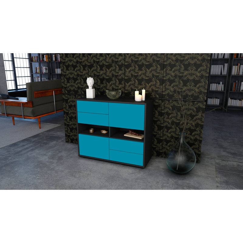 Prosper 92cm Sideboard, Anthracite/Turquoise
