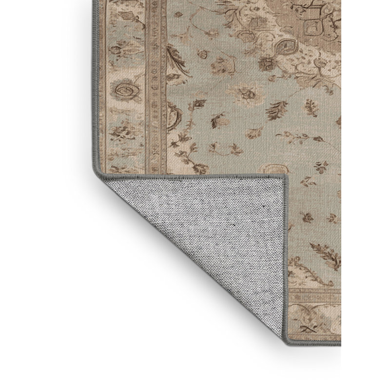 Tapis gris Tabriz lavable à la machine, Rectangulaire 8 pi x 12 pi