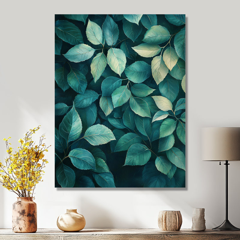 Emerald Green Leaves Lush Layers I - Impression de feuilles sur métal, H 20 po x l 12 po