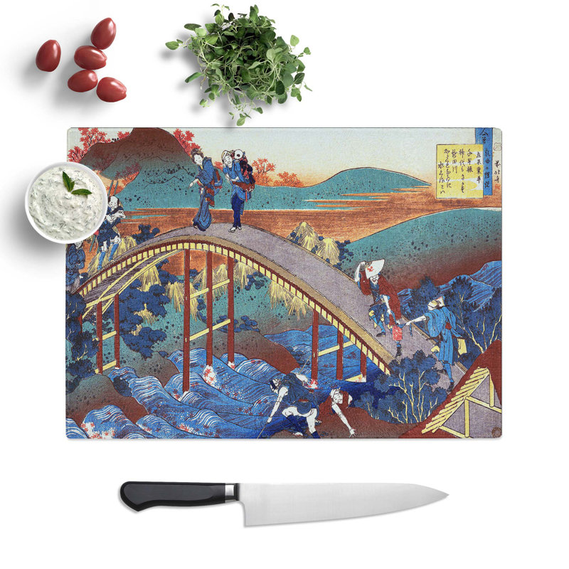 Tempered Glass over the Bridge by Katsushika Hokusai Chopping Board, 28.5 cm W x 20 cm L
