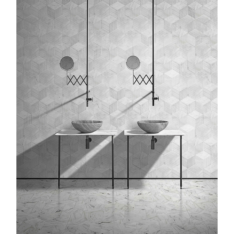 Carrara Gray Natural Marble Bathroom Vessel Sink, Gray