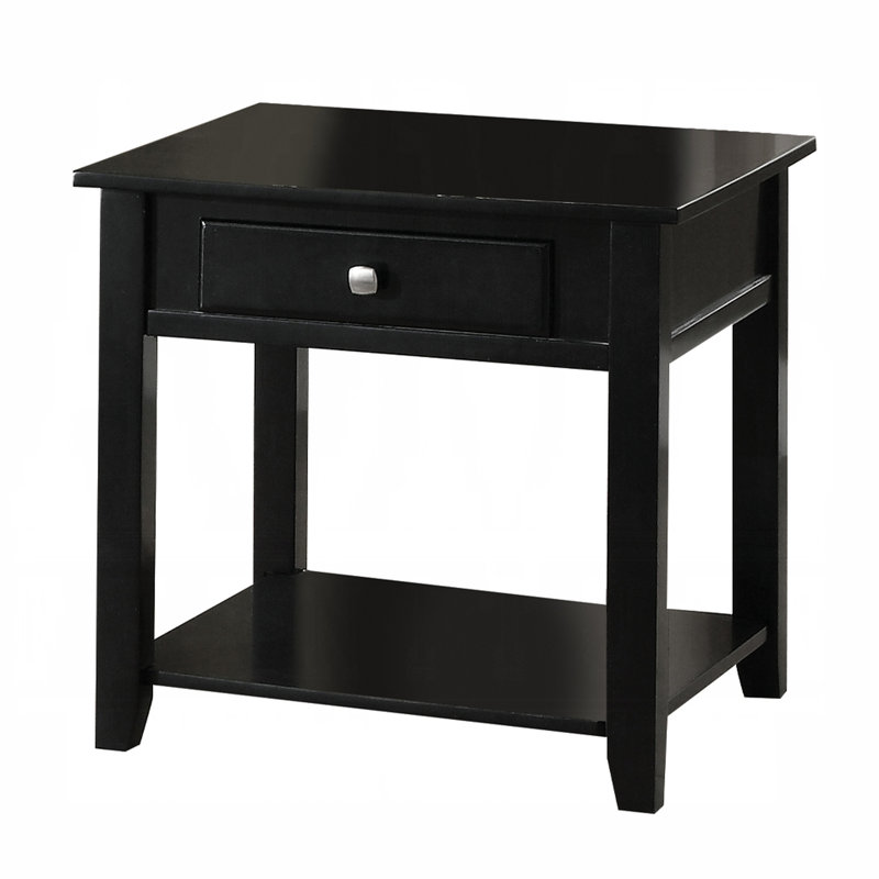 Black End Table With Bottom Storage Space - 22" Square Rectangular Ample High
