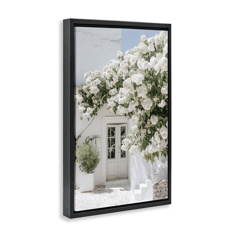 «White Architecture Garden», toile flottante encadrée noire par RB, Cadre flottant noir de jais, H 25 po x l 17 po