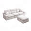 Canapé d'angle avec méridienne et dossier haut, en tissu chenille flammé, coussin en mousse haute densité compressée, canapé gain de place sans montage pour salon ou appartement.-1359307719-1359307770
