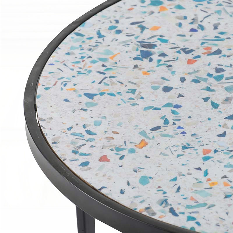 Ensemble de 2 tables d'appoint empilables rondes avec structure en métal - sans assemblage