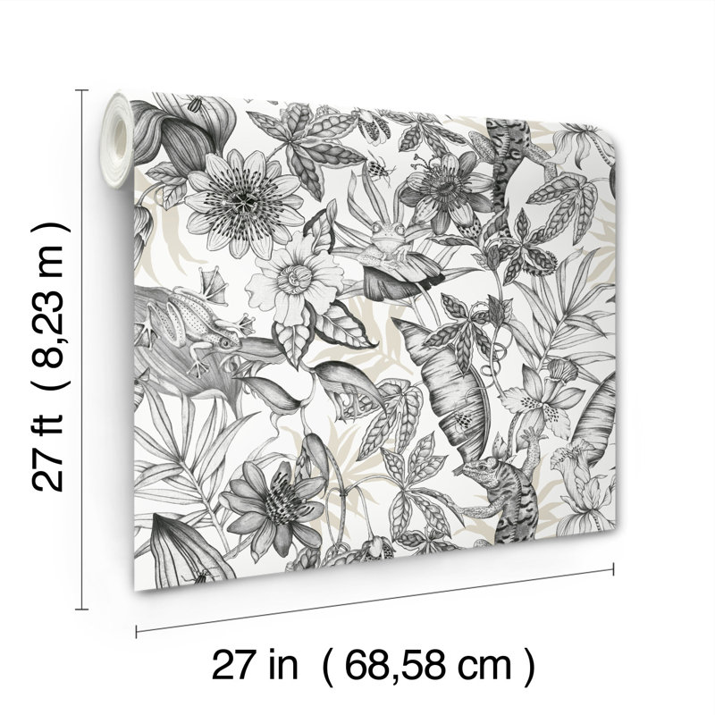 Rouleau de papier peint L 27 pi x l 27 po Aitza, Blanc / Anthracite