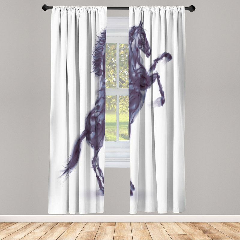 Microfiber Floral Semi-Sheer Rod Pocket Curtain Panels, 28" W x 63" L, Blue/White