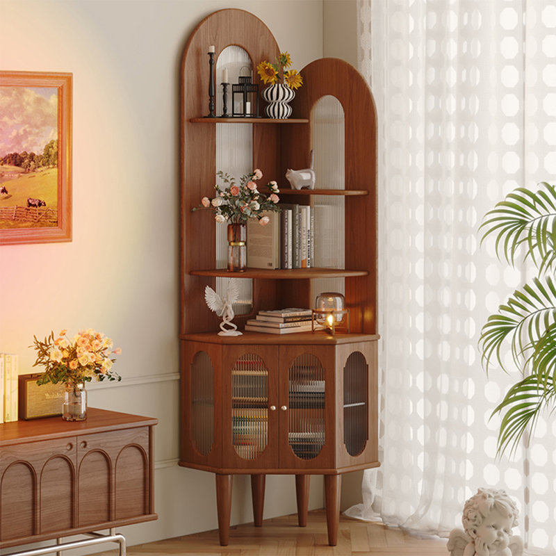 Retro-Style Solid Wood Corner Feature Cabinet