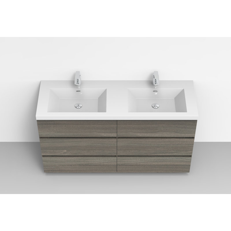 Ensemble de meuble-lavabo double 71 "avec miroir
