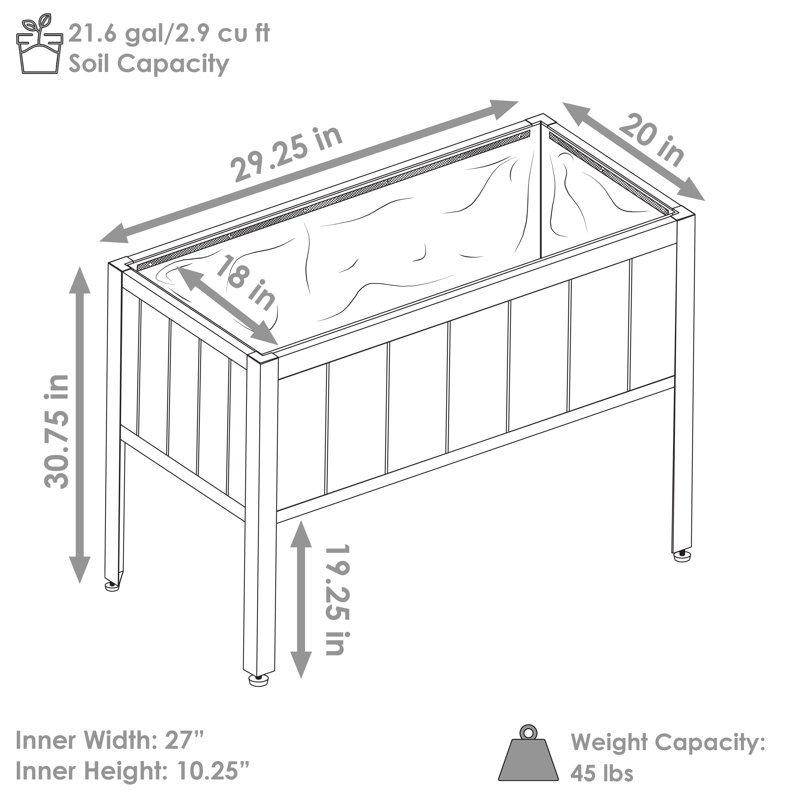 Roxani Outdoor Acacia Wood Rectangular Raised Garden Bed with Legs - Natural, Natural, 30.75" H x 29.25" W x 20.00" D