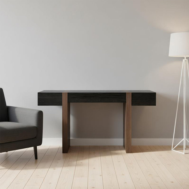 Table d'entrée noire de style zen rétro, H 31,50 po x l 55,11 po x P 13,77 po