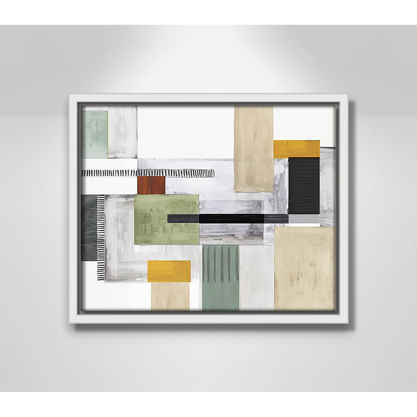 Playful Blocks by Tom Reeves, No Mat, White Floater Framed, 9.5" H x 11.5" W x 2" D
