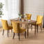 Chaises de salle à manger latérales jaune doré 2, housse en tissu épais, pieds en bois massif, dossier haut pour un confort accru, rivets délicats, rembourrage de siège en mousse, American Design Spirit 2, revêtement, exquis-261887109