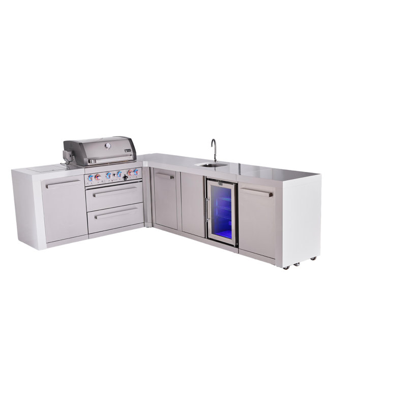 Îlot de cuisine de luxe en acier inoxydable modulaire à 4 brûleurs 82 "x113" Mont Alpi