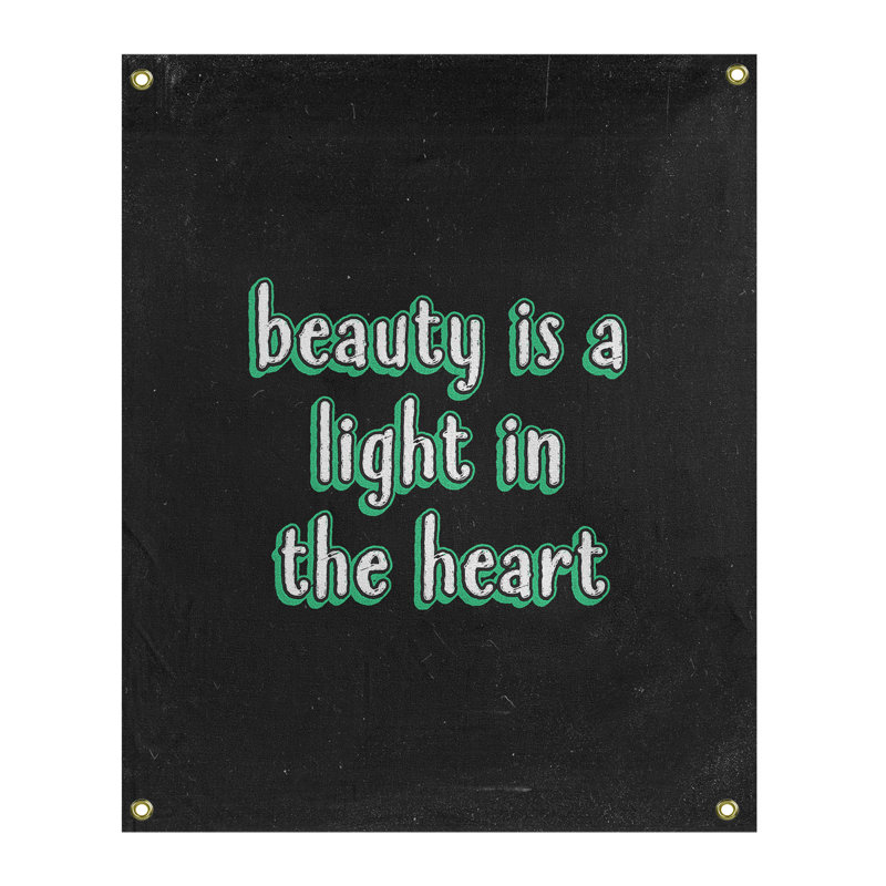 Tapisserie tableau noir en polyester citation beauté, H 36 po x l 26 po, Vert