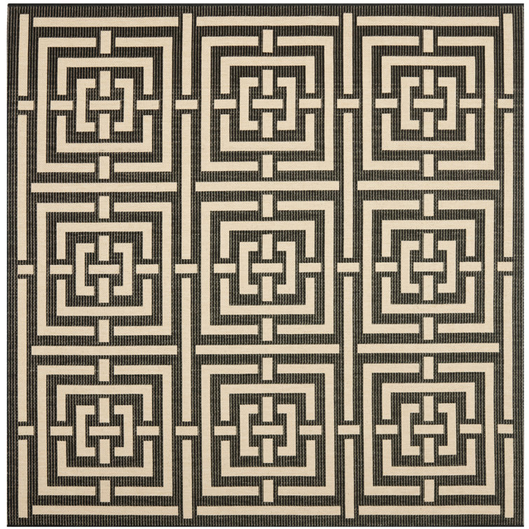 Arneshia Geometric Black/Beige Indoor/Outdoor Area Rug