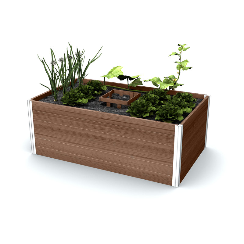 Urbana Keyhole Composting Raised Garden Bed, Espresso Brown, 22" H x 60" W x 36" D