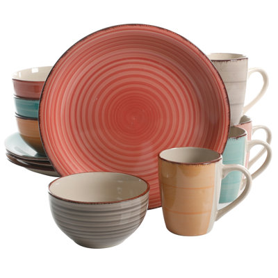 Service de table 12 pièces Gibson Home Color Vibes - 4 couleurs assorties