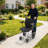 Foldable Wheelchair Carbon Steel Travel Wheelchair Lightweight Transport Chair with Dual Brake Adjustable Handle for Adults Elderly People