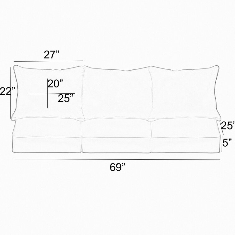 Fenna Indoor/Outdoor Seat/Back Cushion Sofa Set Birch Lane Size: 22.5 H x 67.5 W x 22.5 D