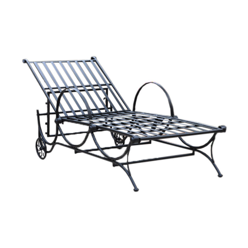 Nocona Outdoor Metal Chaise Lounge, Black