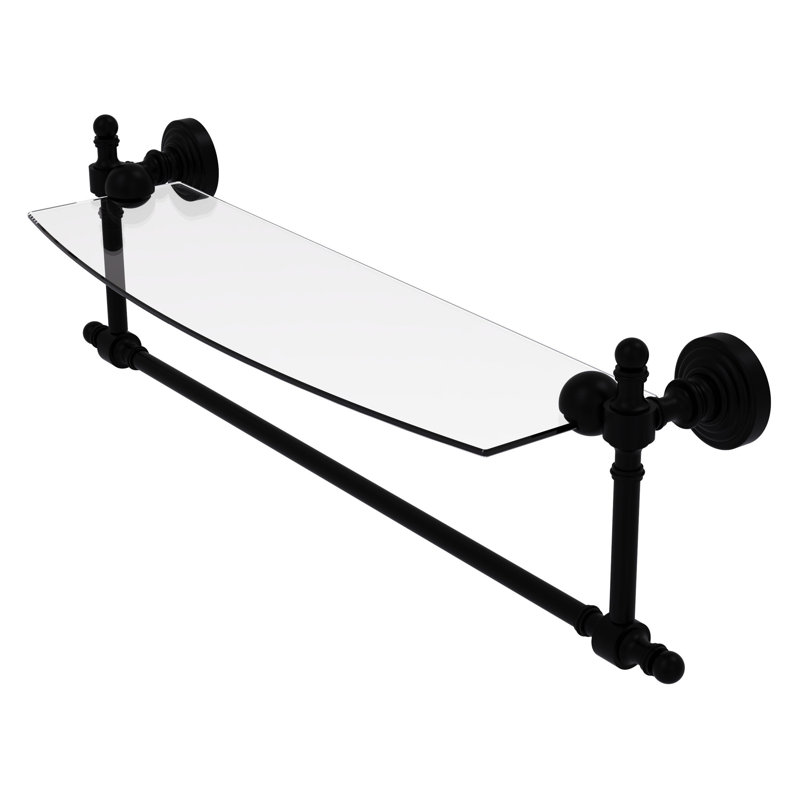 Retro Wave Bracket Shelf with Towel Bar, 22", Antique Copper