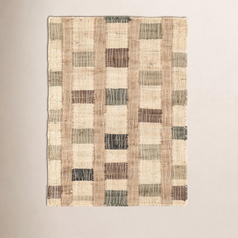 Mosaic Blue Handwoven Jute Rug, Rectangle 8' x 10'