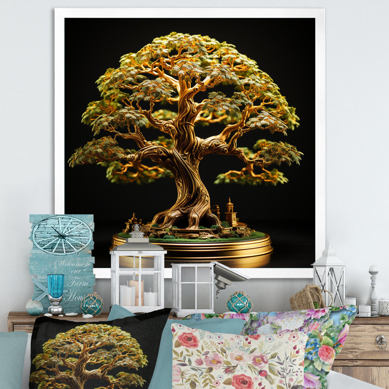 " Bonsai Tree Tranquility Expression ", White Single Picture Framed, 30" H x 30" W x 1" D