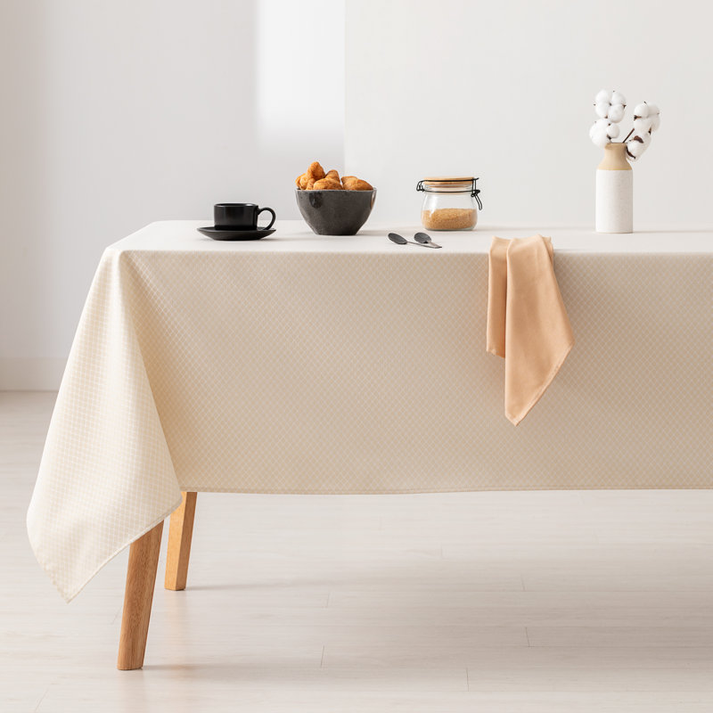 Anguilla Floral Cotton Tablecloth, 200cm W x 140cm L, Gold
